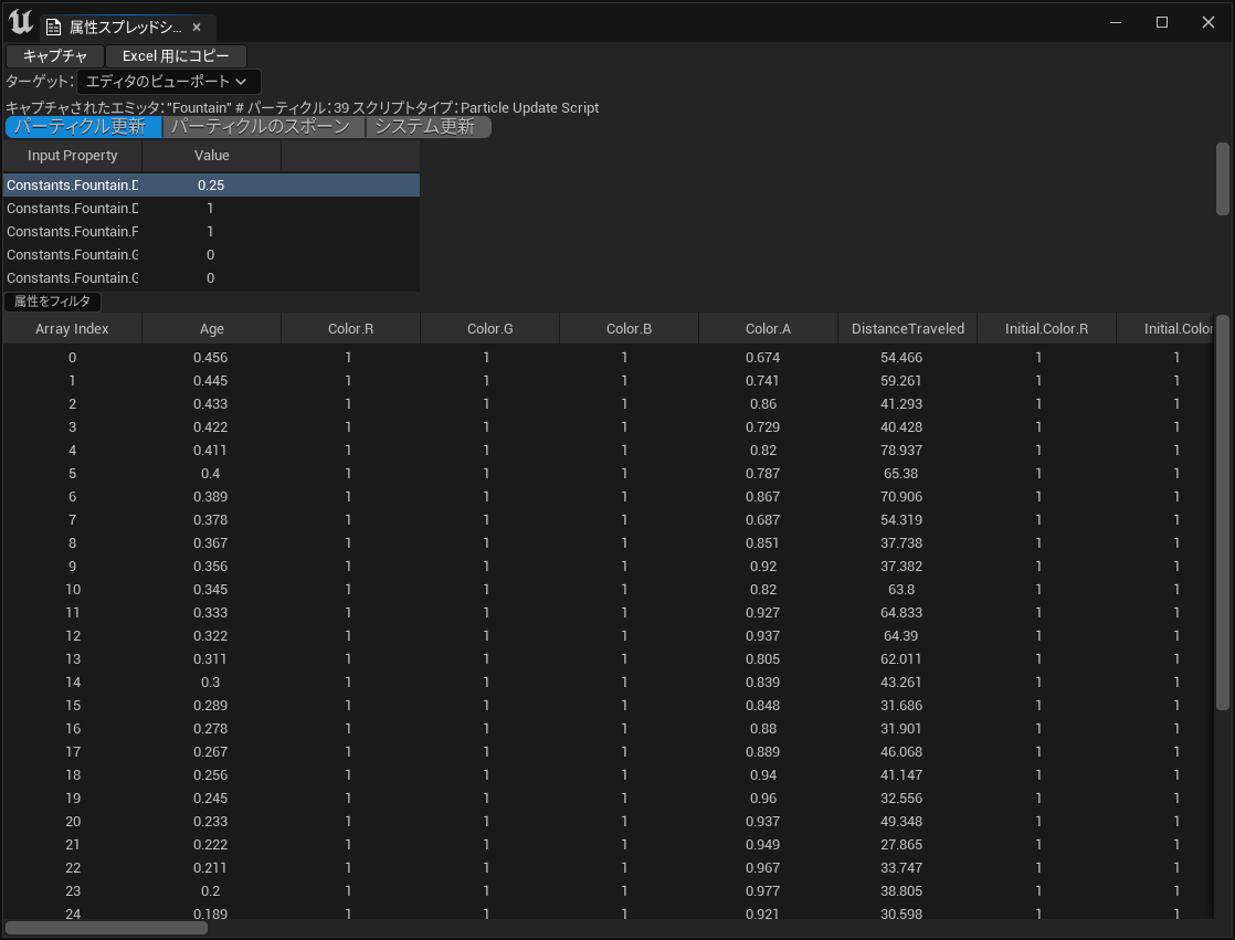 属性スプレッドシート